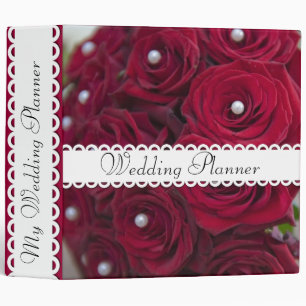Rose rouge et classeur floral de perle