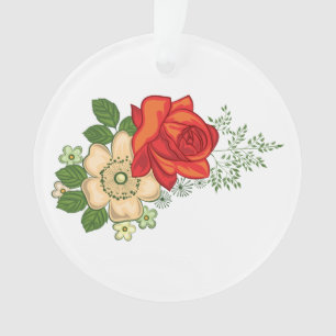 Rose rouge et marguerites