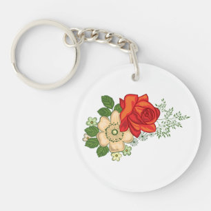 Rose rouge et marguerites