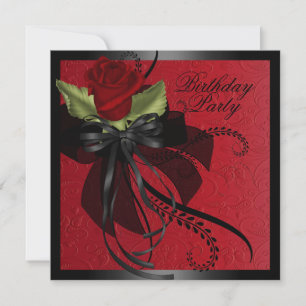 Rose rouge et noir Invitation d'anniversaire