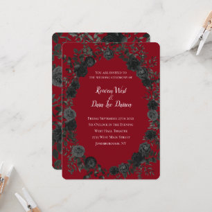 Rose rouge et noir Invitations de mariage gothique