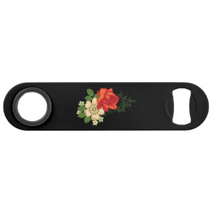 Rose rouge et pâquerettes Fond noir
