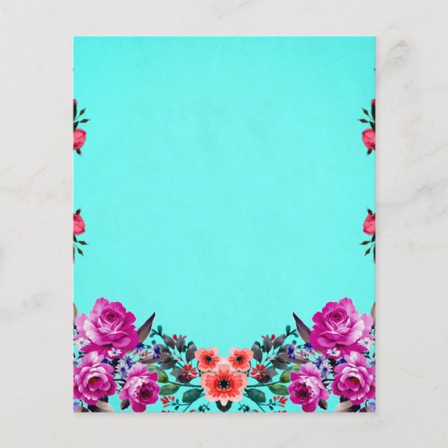 Rose rouge et violet turquoise Papier à gratte-cie (Devant)