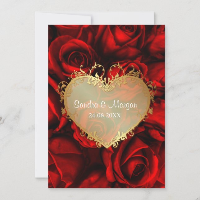 Rose rouge Faire-part de mariage florale (Devant)