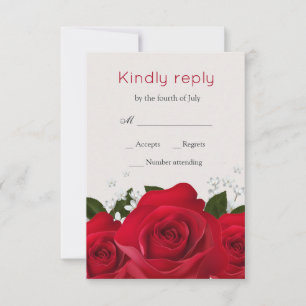 Rose rouge, fleurs blanches Mariage RSVP