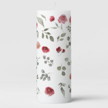 Rose, rouge, fleurs, floral, bougie à colonne