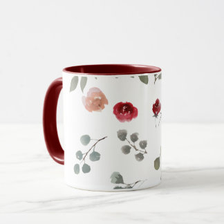 Rose, rouge, fleurs, floral, mug, tasses