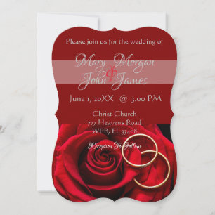 Rose rouge florale avec Faire-part de mariage en a