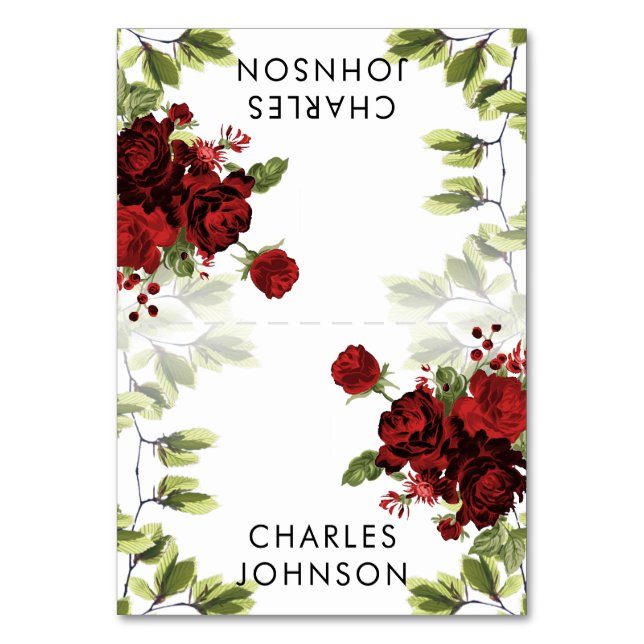 Rose rouge foncé Mariage floral | Cartes (Par défaut)