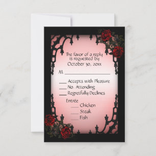 Rose rouge gothique RSVP avec choix de menu