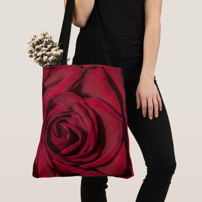 Rose rouge grand Sac fourre-tout (De près)