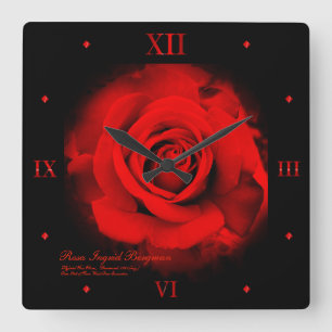 Rose rouge : Horloge murale en acrylique