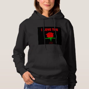 Rose rouge I Love You Black Pullover Sweat - shirt