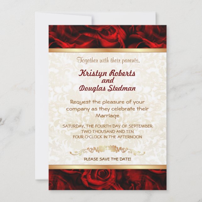 Rose Rouge - Invitation de Mariage (Devant)