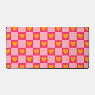 Rose rouge jaune coeur amour À damiers Y2K Motif