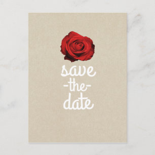 Rose Rouge Kraft Rustique Faire-Part de Mariage à 