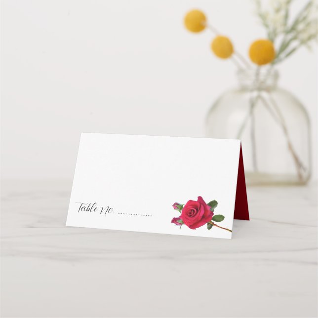 Rose rouge Mariage Place Cartes d'escorte debout (Devant)