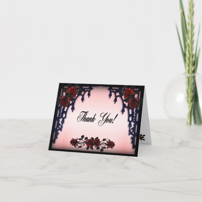 Rose rouge Merci gothique blanc intérieur (Devant)