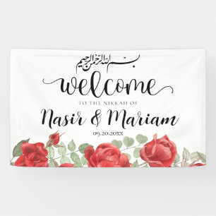 Rose rouge moderne Musulmane Nikkah Bannière