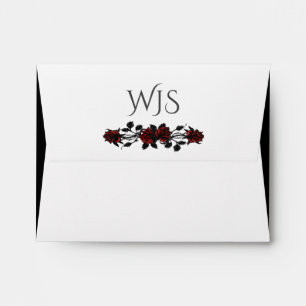 Rose rouge Monogramme gothique Enveloppe blanche