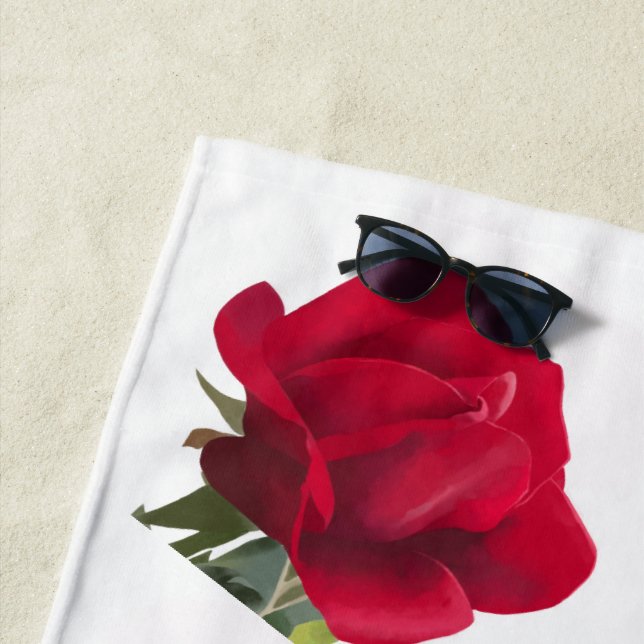 Rose rouge - Red rose  Beach Towel (In Situ)