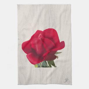 Rose rouge - Red rose Kitchen Towel