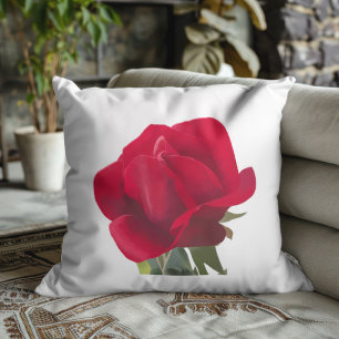  Rose rouge - Red rose  Throw Pillow
