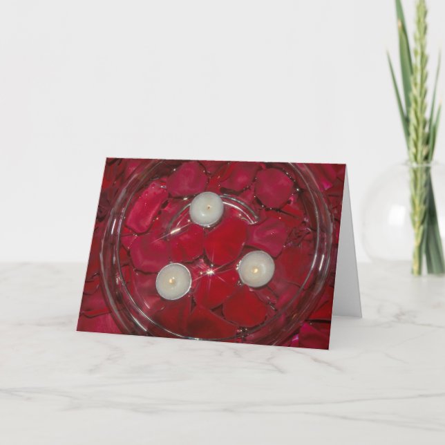 Rose rouge romantique et bougies de carte (Devant)