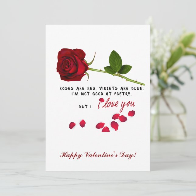 Rose rouge romantique Je t'aime Valentines Carte d (Debout devant)