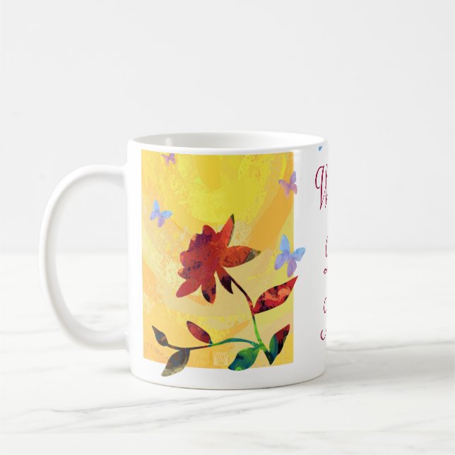 Rose rouge sur les Mondes Jaunes Meilleur Mug Mama (Gauche)
