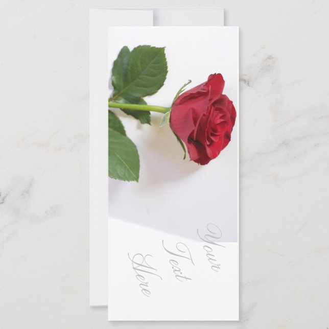 Rose rouge vif Ajouter votre carte à plat texte (Devant)