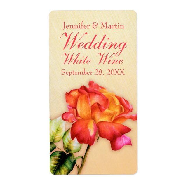 Rose rouge vin mariage étiquette personnalisé (Devant)