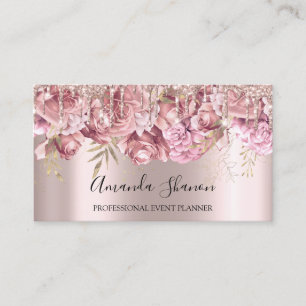 Rose Royal Drips Roses Logo Event Planner Business Card