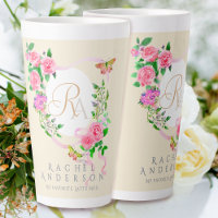 Rose Ruban Chic Monogramme Beige Latte Mug