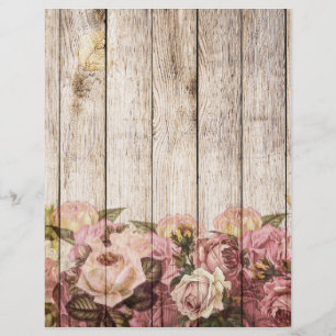 Rose Rustic Wood Scrapbooking Craft Paper