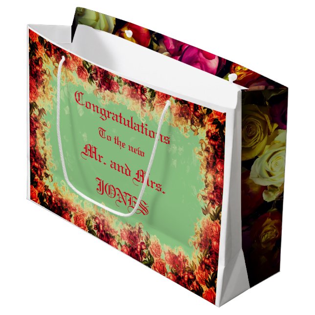 Rose - Sac cadeau Mariage (Devant Angle)
