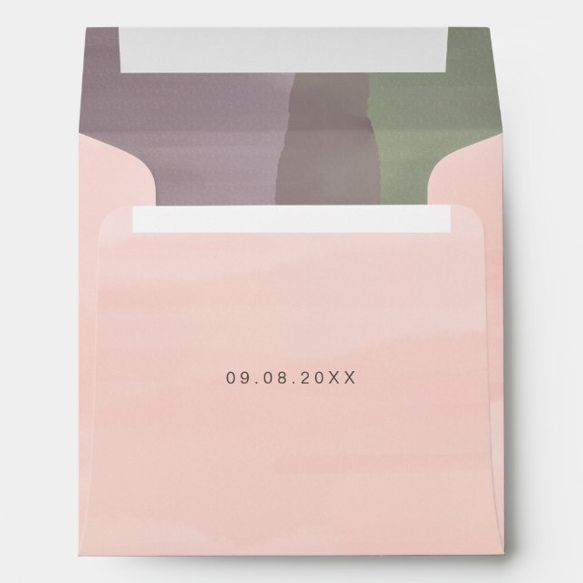 Rose Sage & Grape Modern Wedding Invitation Envelope (Back (Bottom))