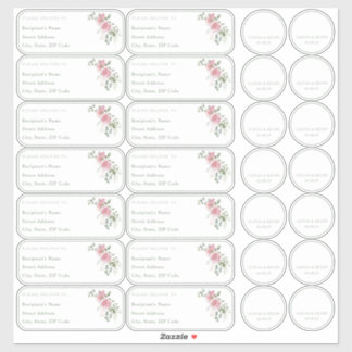 Rose sage green Individual name address + sticker