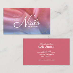 Rose Satin Splash Glittered Nails By "Name" Business Card