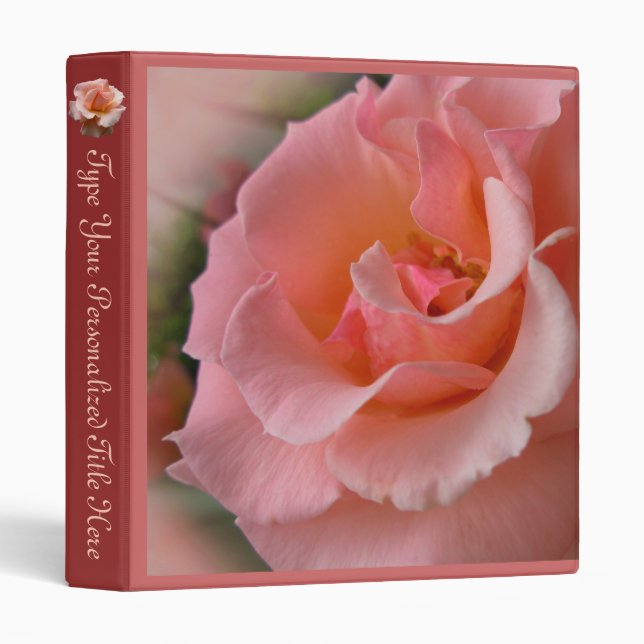 Rose sauvage Classeur personnalisé Pêche Rose Albu (Devant/Côté)