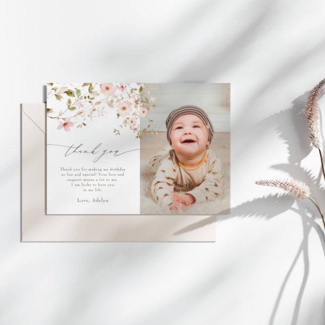 Rose sauvage Premier anniversaire Carte de remerci (Créateur téléchargé)