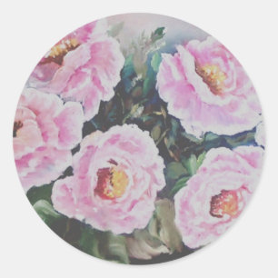 Rose SAUVAGE ROSE PEINTURE CLASSIQUE STICKER ROND