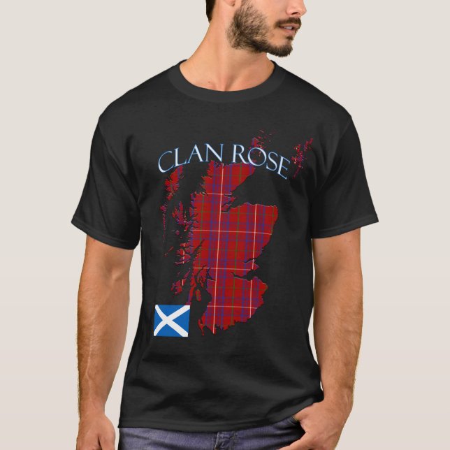 Rose Scottish Clan Tartan Scotland T-Shirt (Front)