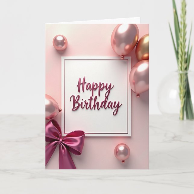 Rose Script Birthday Card (Front)