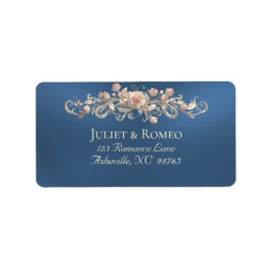 Rose Scroll Return Address - Blue Label