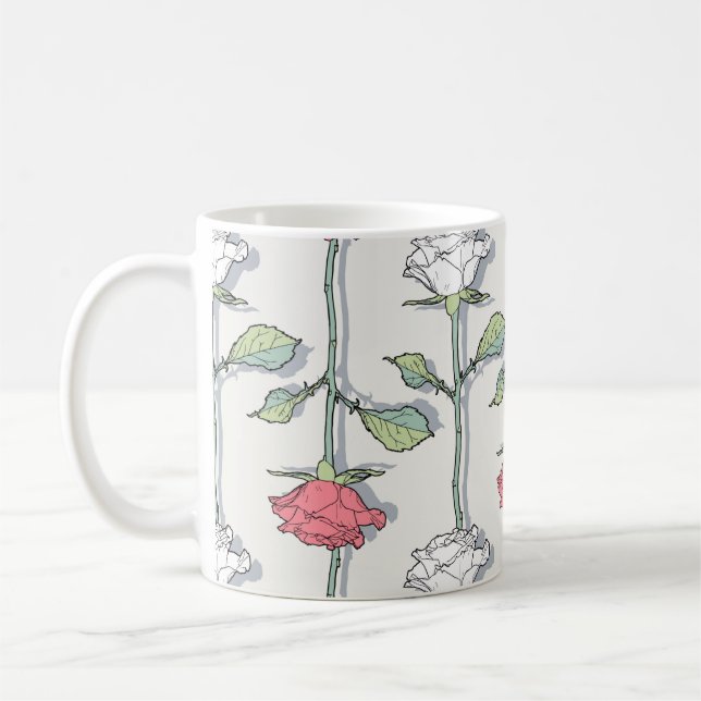 Rose seamless Pattern Coffee Mug (Left)