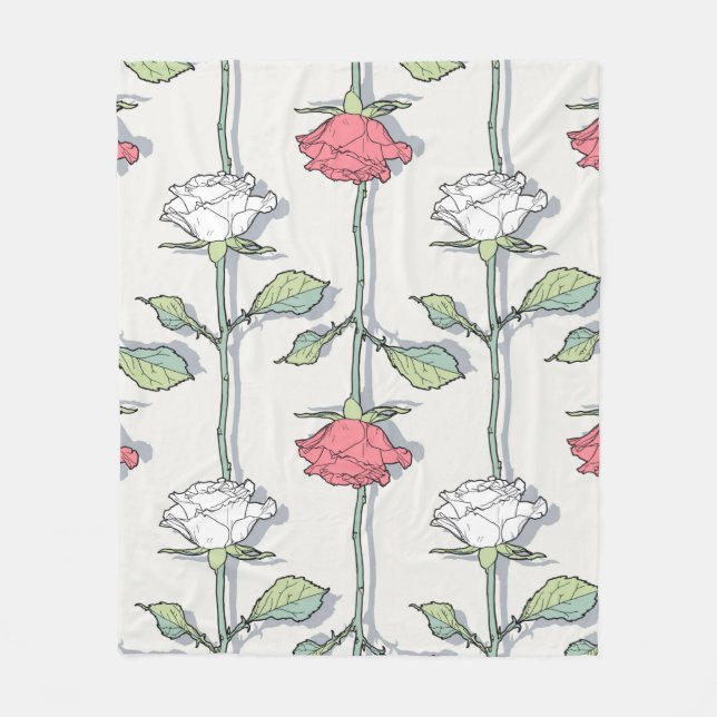 Rose seamless Pattern Fleece Blanket (Front)