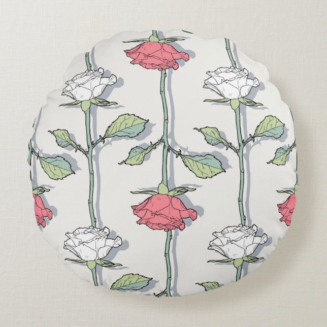 Rose seamless Pattern Round Pillow (Front)
