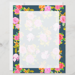 Rose Shabby Vintage Navy Blank