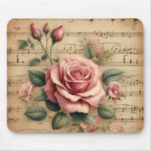 Rose & Sheet Music Mouse Pad